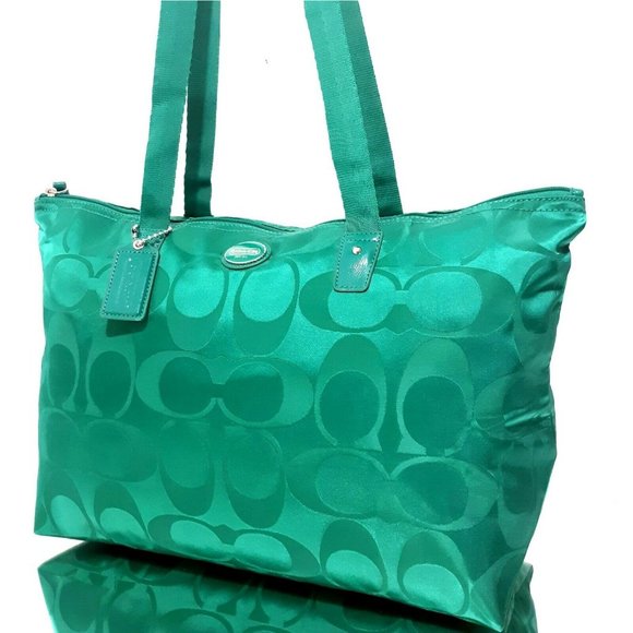 Coach Getaway Green 2 Pc Nylon Packable Weekender - Picture 3 of 12